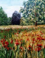 Poppy Meadow, an earlier thread painting by Mitra McQuilton