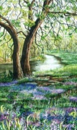 Bluebell River, an earlier thread painting by Mitra McQuilton