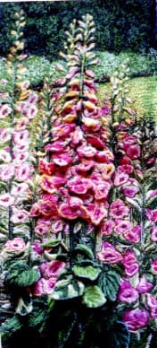 Summer Foxglove, an earlier thread painting by Mitra McQuilton