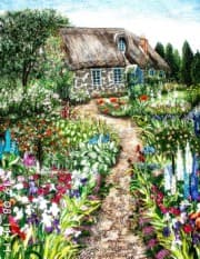 Country Cottage, an earlier thread painting by Mitra McQuilton
