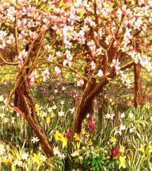 Spring Magnolia, an earlier thread painting by Mitra McQuilton