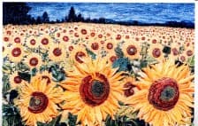 French Sunflowers, an earlier thread painting by Mitra McQuilton