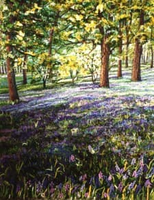 Bluebell Hill, an earlier thread painting by Mitra McQuilton