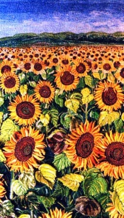 Sunflower Meadow, an earlier thread painting by Mitra McQuilton