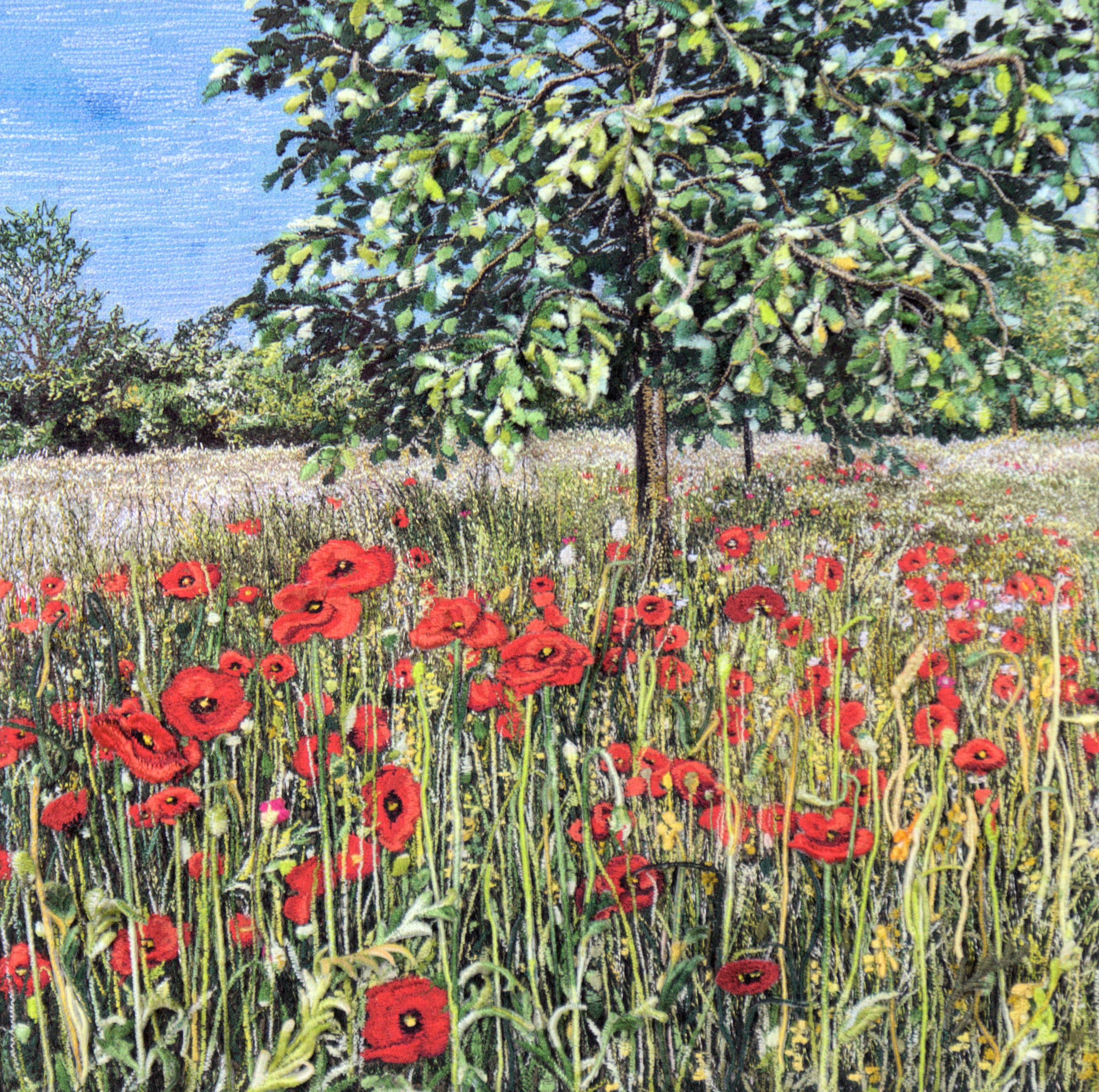 Blue Poppy, an earlier thread painting by Mitra McQuilton