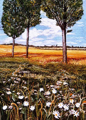 Daisy Meadow, an earlier thread painting by Mitra McQuilton