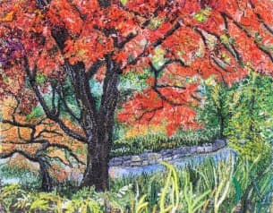 Mixed Poppies, an earlier thread painting by Mitra McQuilton