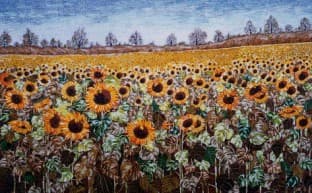 Sunflowers, an earlier thread painting by Mitra McQuilton