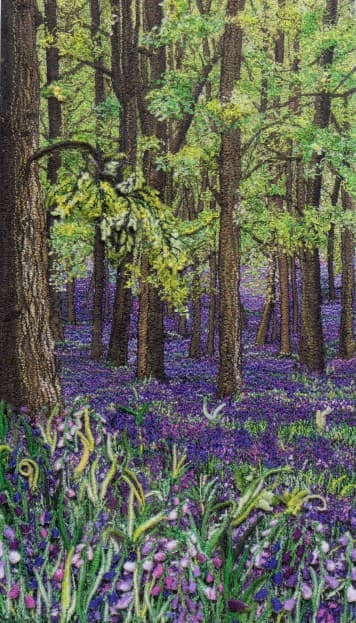 Bluebell Woodland, an earlier thread painting by Mitra McQuilton