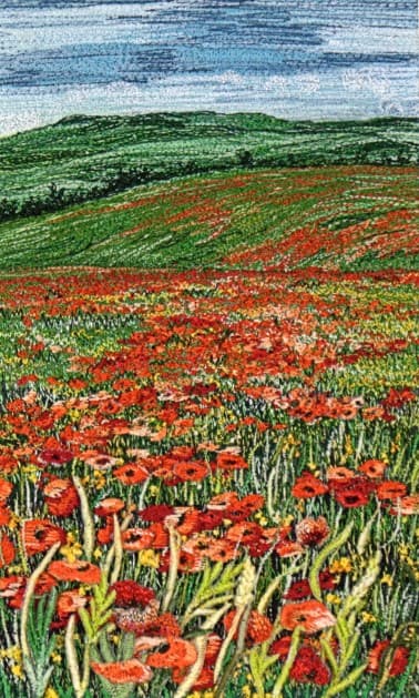 Poppy Downs, an earlier thread painting by Mitra McQuilton