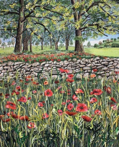 Farmer's Field, an earlier thread painting by Mitra McQuilton