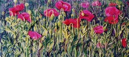 Spring Poppies, an earlier thread painting by Mitra McQuilton