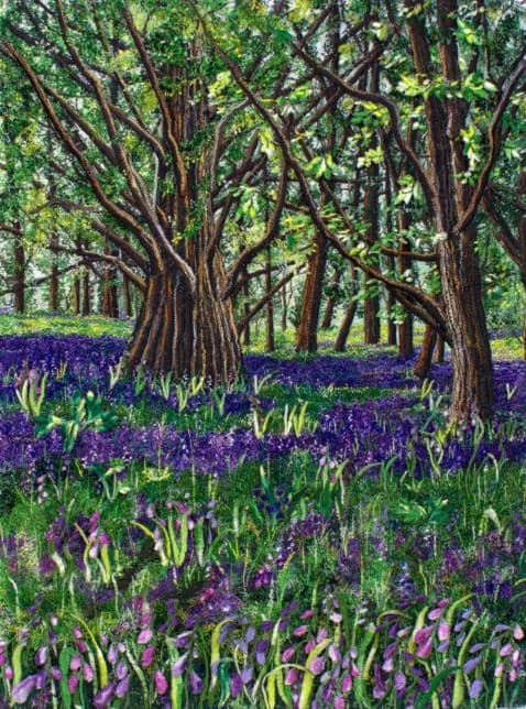 Bluebell Woods, an earlier thread painting by Mitra McQuilton