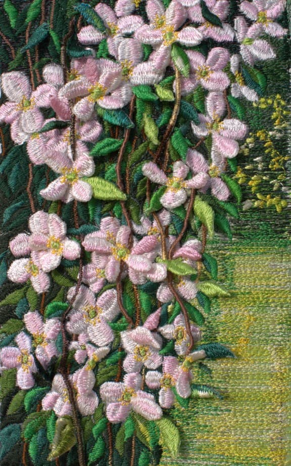 Clematis, an earlier thread painting by Mitra McQuilton