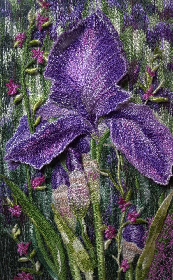Vivid Iris, an earlier thread painting by Mitra McQuilton