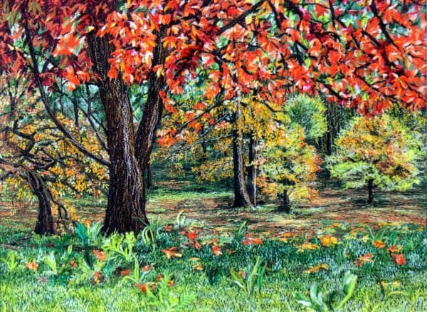 Autumn in Canada, an earlier thread painting by Mitra McQuilton
