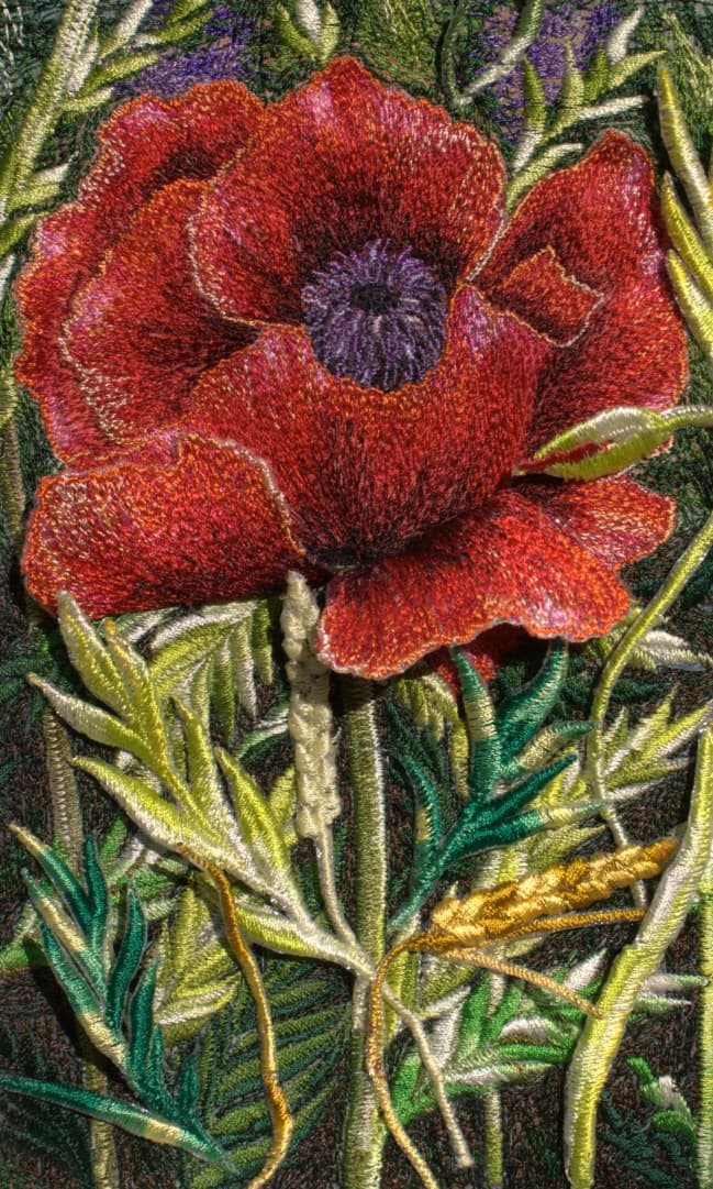 Poppy, an earlier thread painting by Mitra McQuilton