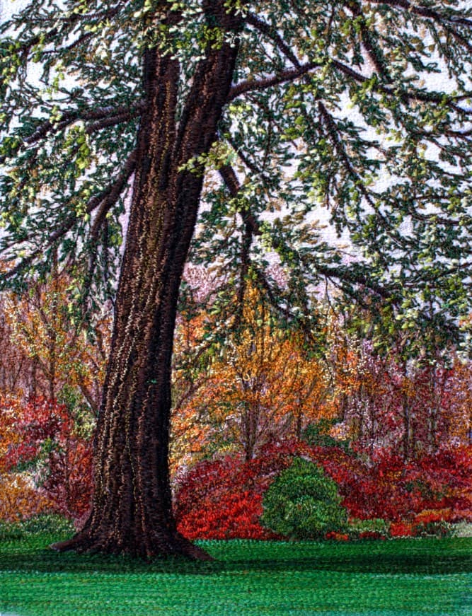Autumn, an earlier thread painting by Mitra McQuilton
