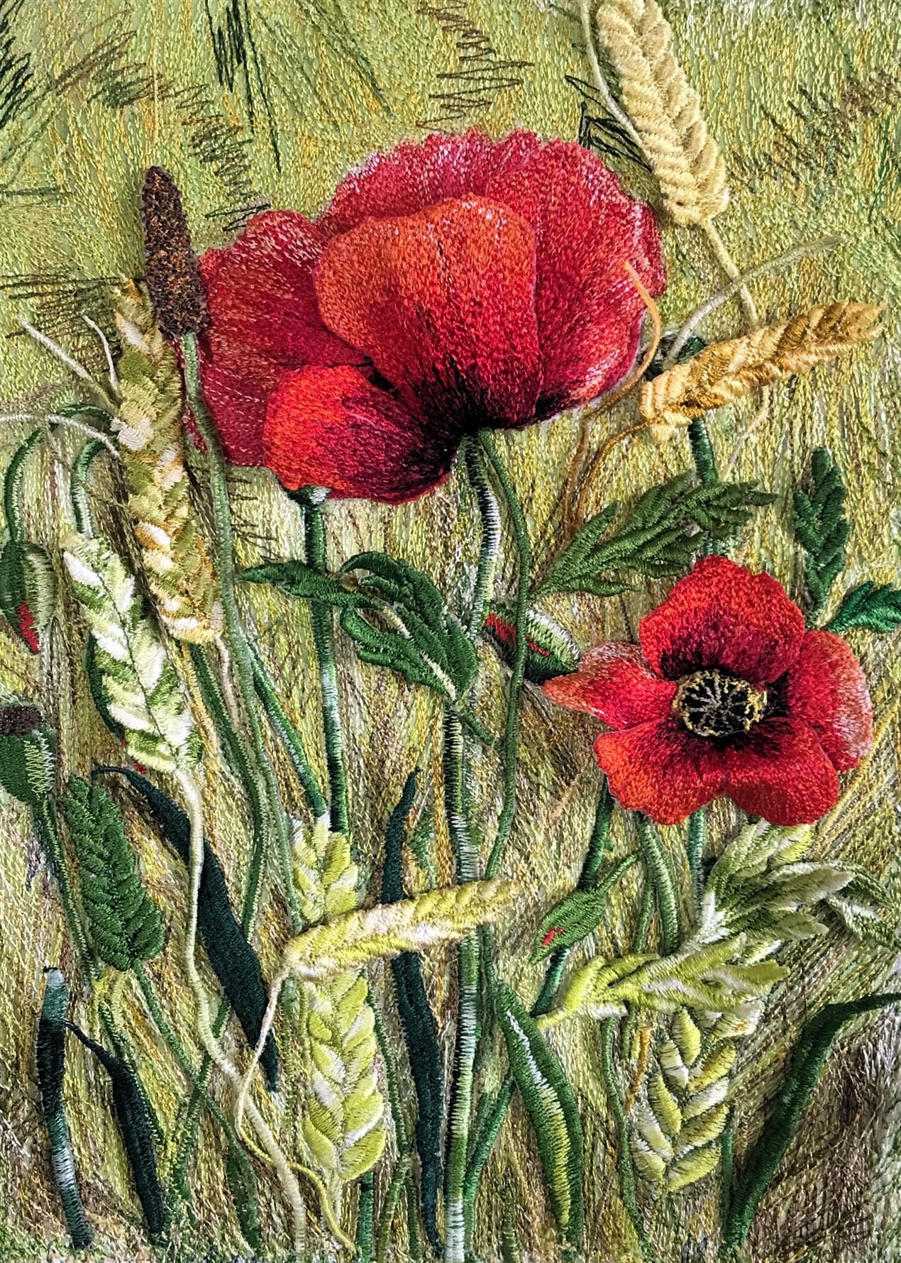 Poppy and Corn, a rectangular greetings card