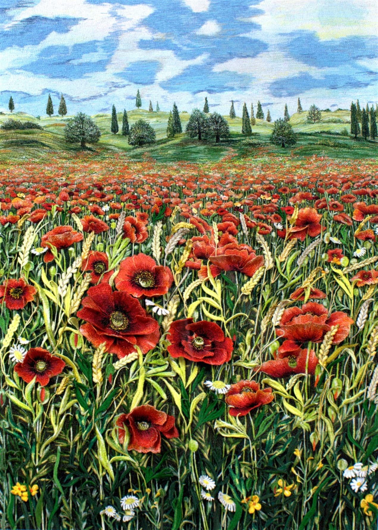 Persian Poppyfield, a rectangular greetings card