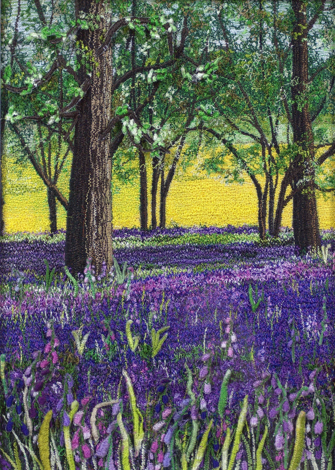 Rapeseed Field and Bluebells, a rectangular greetings card