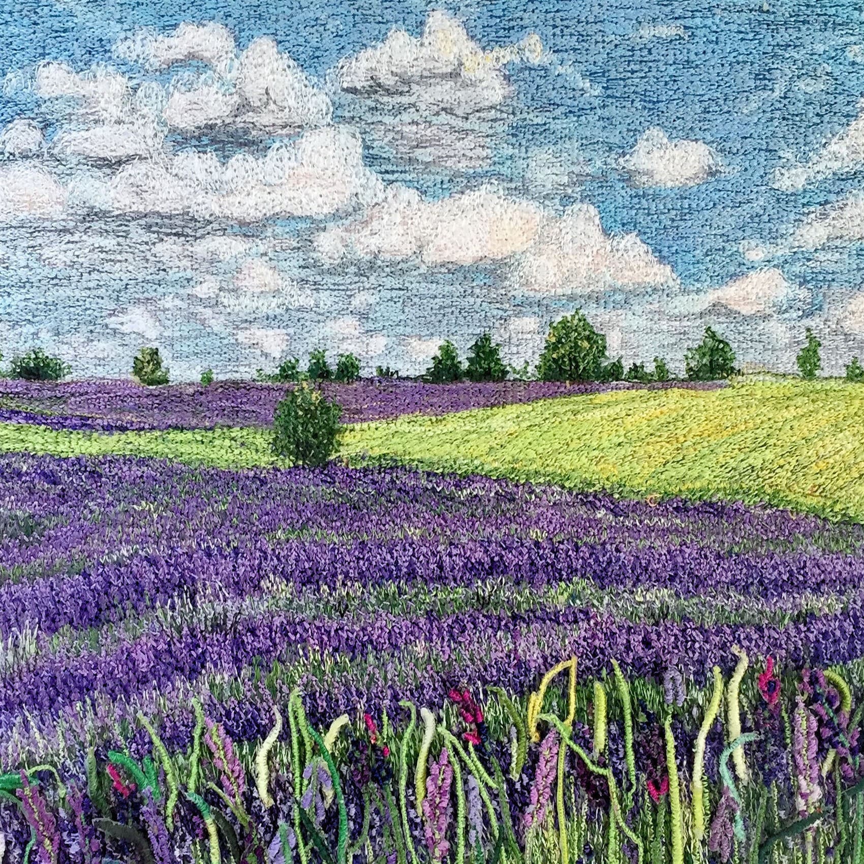 Lavender Meadow, a square greetings card