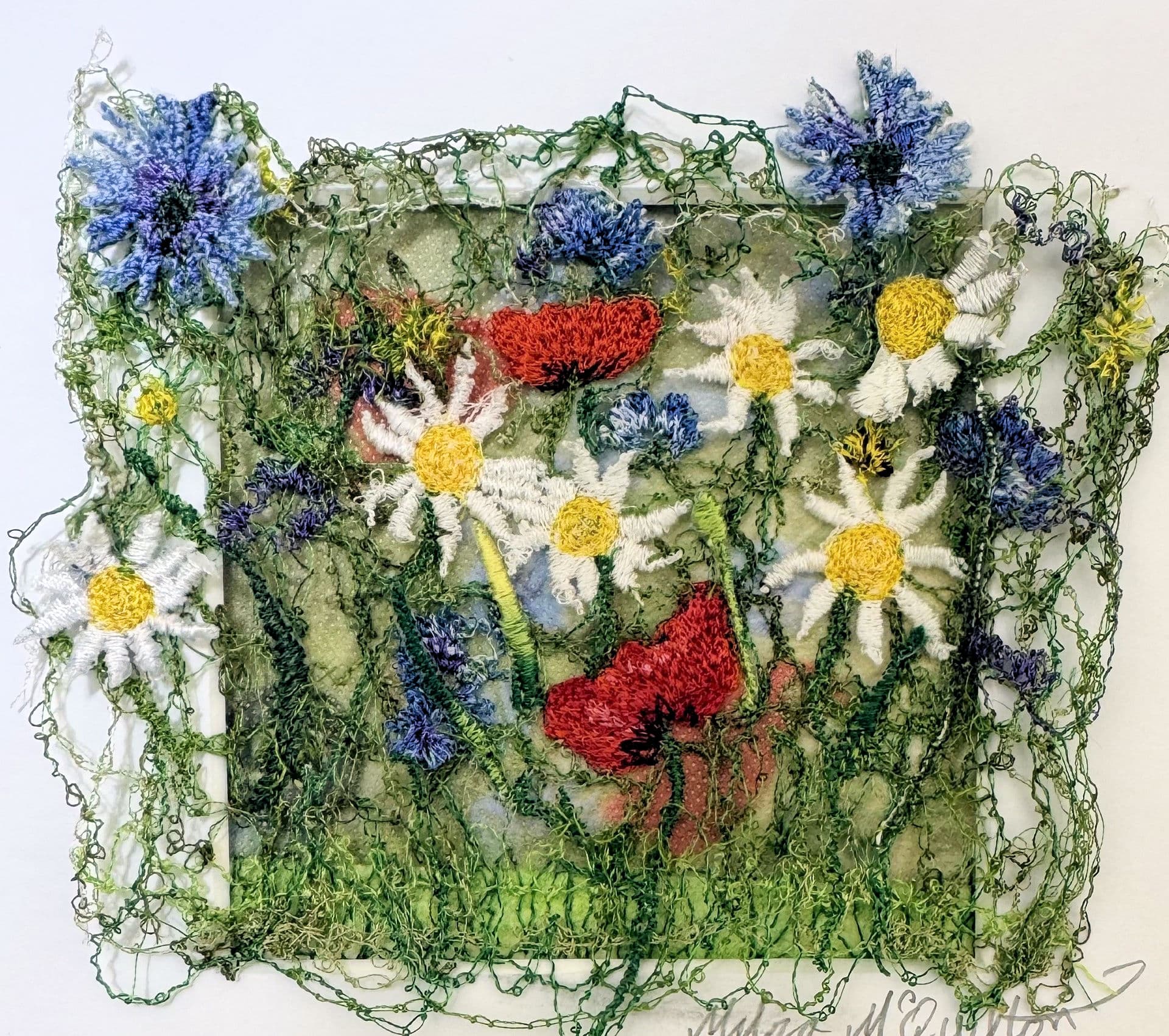 Abstract Meadow, a thread painting by Mitra McQuilton